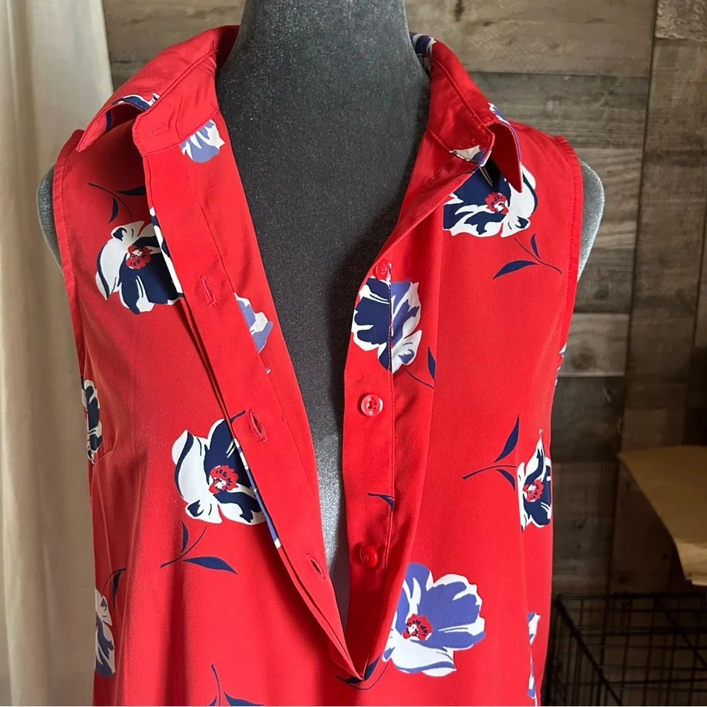 Banana Republic Red Floral Midi Dress - Picture 3 of 8